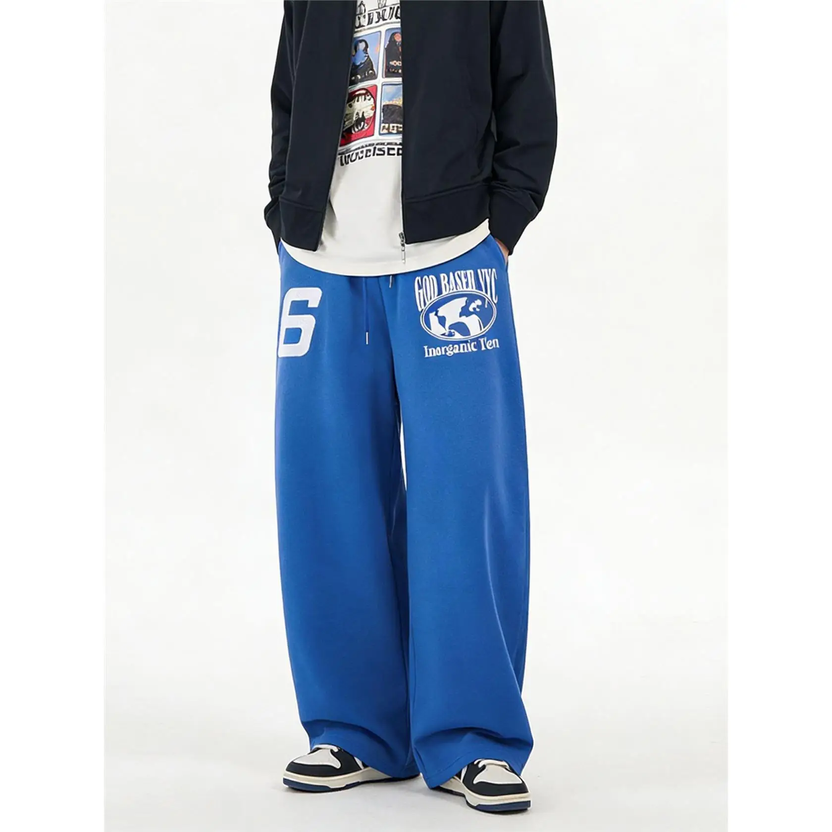 Unisex Casual Sports Pants American Digital Letter Print Loose Fit Versatile Comfortable Cotton PVC Material Everyday Wear