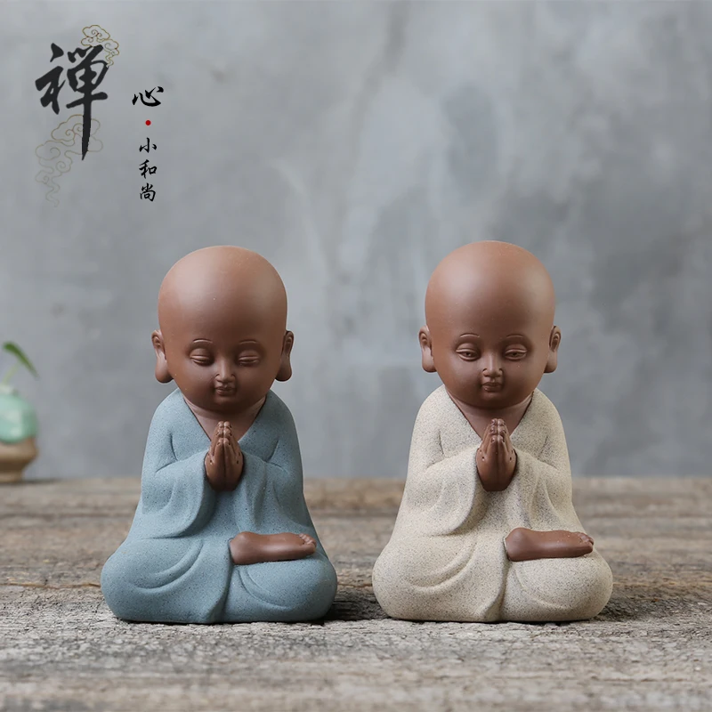 

$150--2PCS # TOP COOL GIFT ART # Spiritual OFFICE home Buddhism Buddha" CHAN " Monk porcelain ceramic GONGFU TEA ART statue