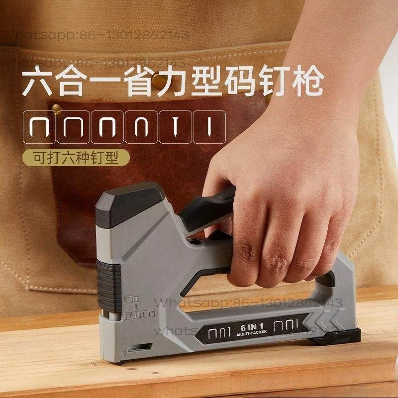 

6 in 1 nailing tool, heavy-duty labor-saving manual code nailing, household nail shooting machine woodworking