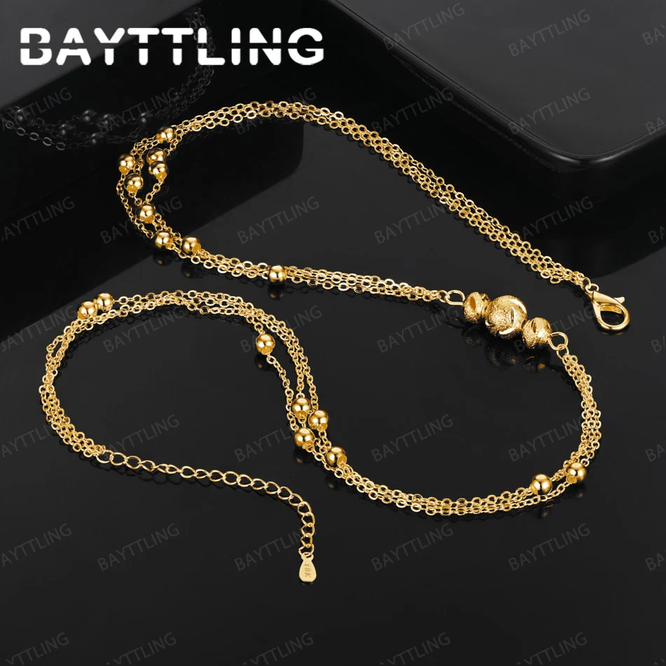 

925 Silver 18k Gold Exquisite Beaded Necklace For Men And Women Fashion Jewelry Wedding Party Accessories