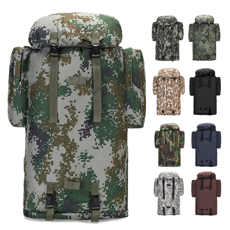 

75L Camping Backpack Hiking Bag Sports Outdoor With Rain Cover Travel Mountaineering Waterproof Camouflage Tactics multifunction