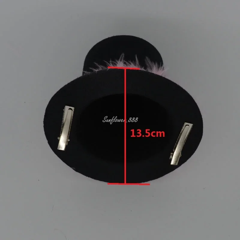 10pcs Pink White Feather Mini Top Hat Hair Clips Headwear Wedding Party Christmas Decoration for Children Girls Halloween