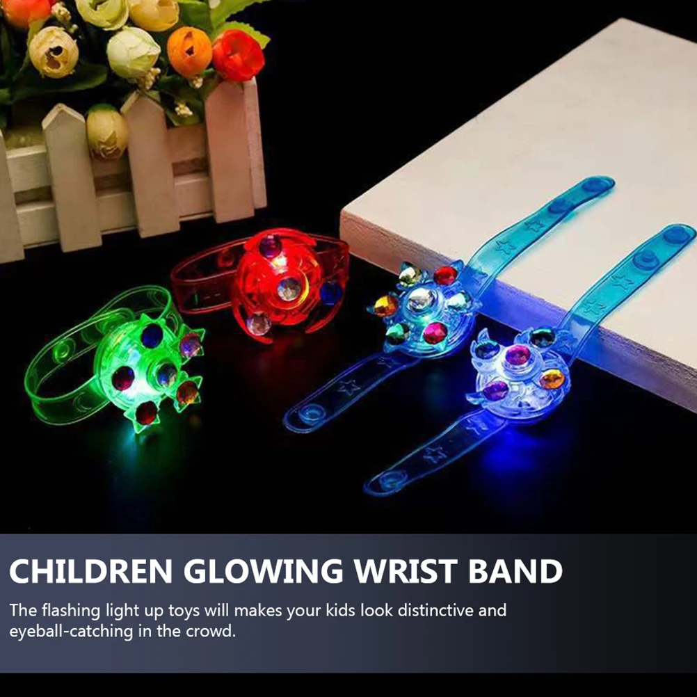 

18 Pcs Luminous Gyro Bracelet LED Bracelets Glowing Toy for Kids Children Wristband Toys Taste Button Wristbands