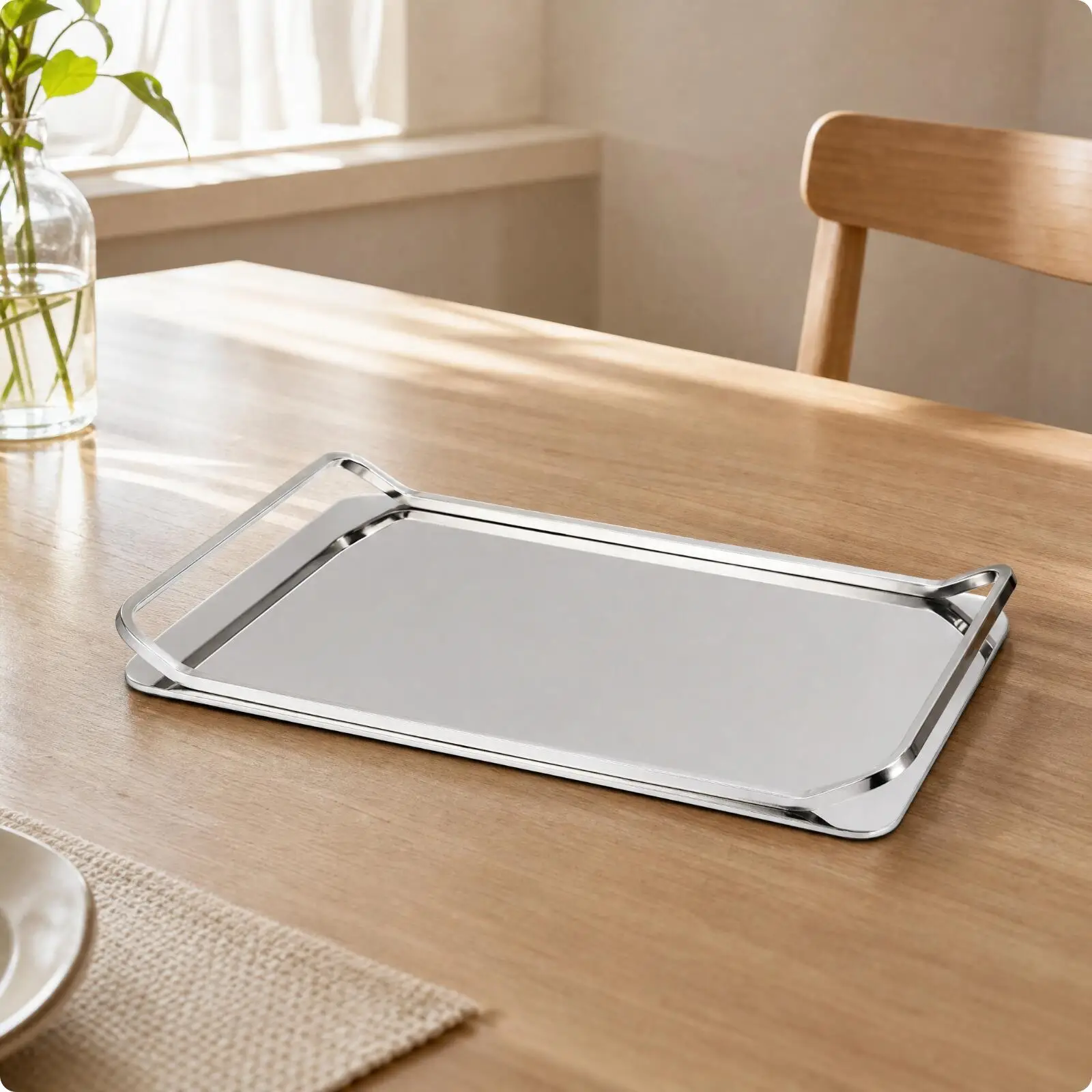 Countertop Organizer Modern Rectangular Stainless Steel Tray Sleek