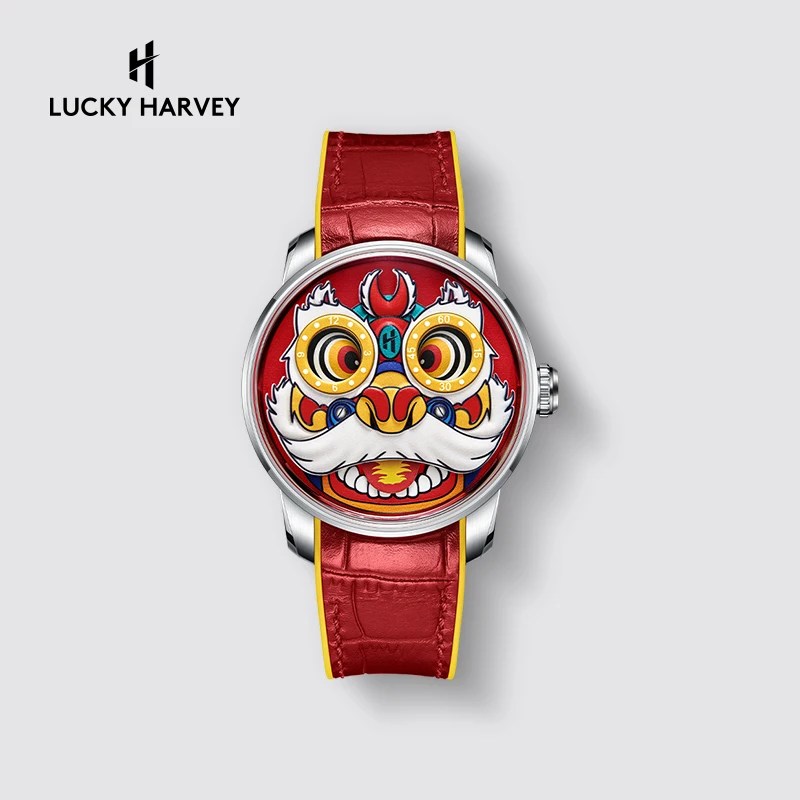 

Lucky Harvey Automatic Mechanical Wristwatch Chinese Traditional Lion Dial Sapphire Waterproof Luminous Watches for Men