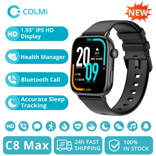 Nuevo reloj inteligente COLMI C8 Max con llamadas de voz, pantalla HD grande en Color de 1,93 "", reloj inteligente con seguimiento de salud y Fitness para hombres y mujeres