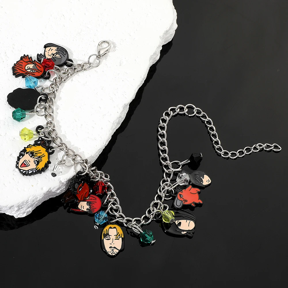 Japan Anime Chainsaw Man Enamel Charm Bracelet Cartoon Figure Pochita Denji Pendant Bangle for Men Women Personality Accessories