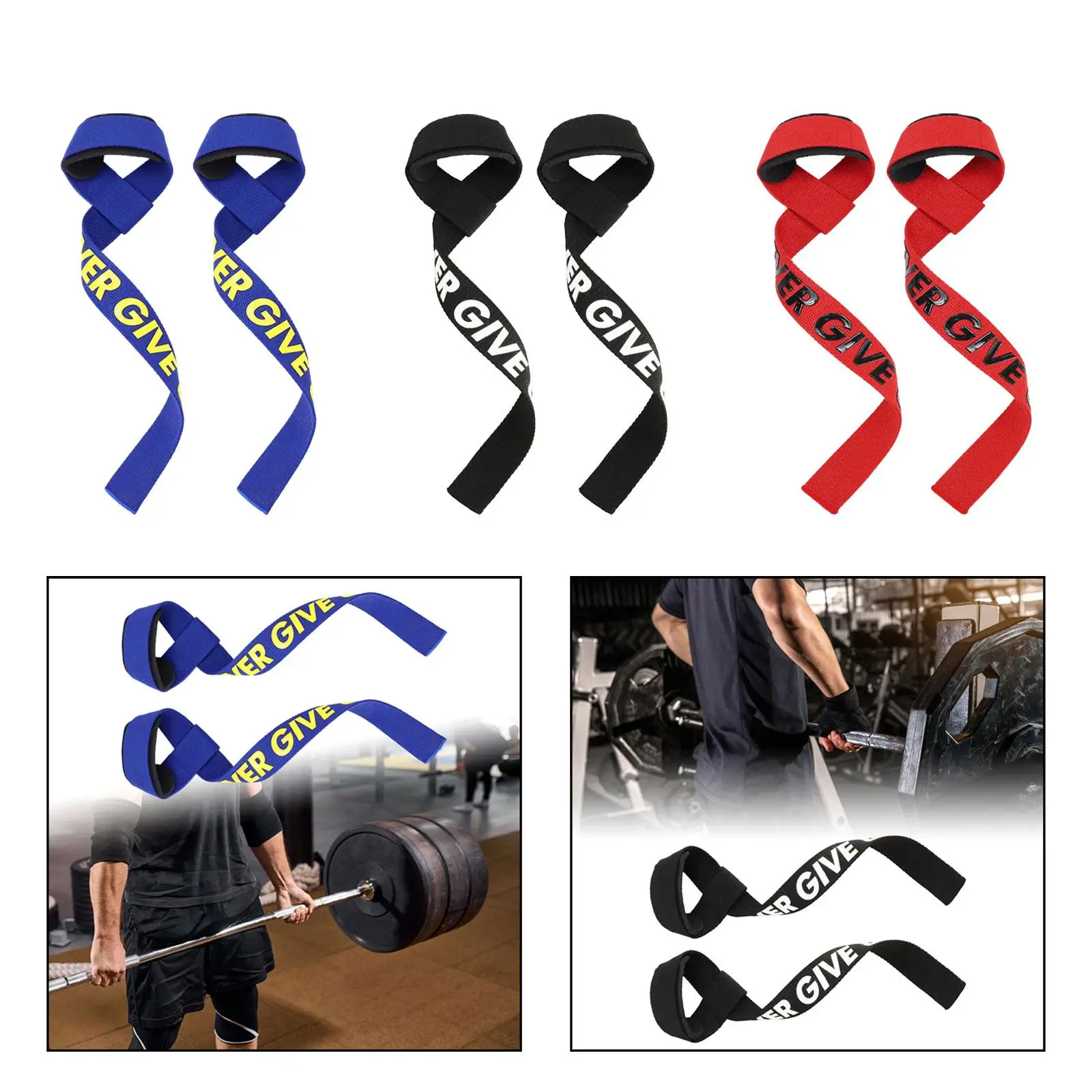 2 Pieces Weight Lifting Straps for Men Women Anti Slip Padded Wrist Wraps for Gym Workout Dumbbell Strength Training Deadlifting