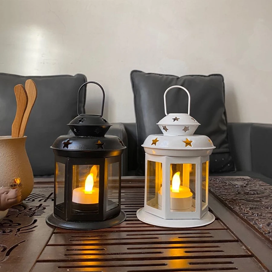 Hanging candle lamp ornament glass lanterns metal frames suitable for indoor and outdoor activities birthdays parties weddings view 3