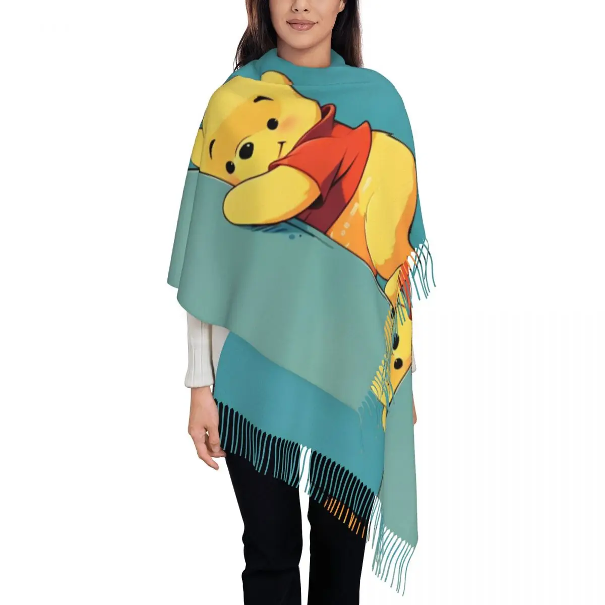 Bufanda Hide And Seek Winnie The Pooh para mujer, chal de Pashmina cálido de invierno, bufandas largas con borla para vestido de noche