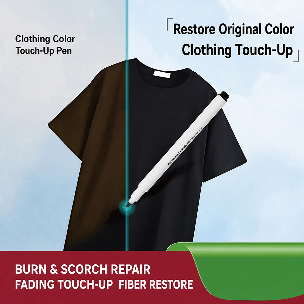 Fabric Bleach Stain Repair Marker Clothing Color Restoration Pen Permanent Ink Wash Fade Resistant Travel-Friendly Portable Fix