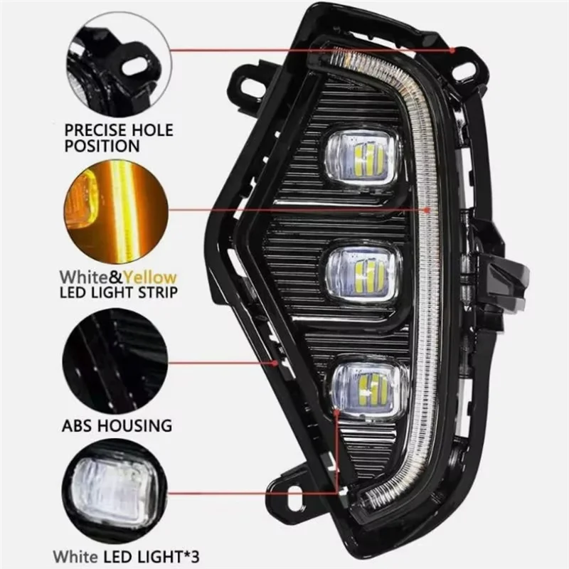 1 زوج لتويوتا RAV4 2019-2022 متوافق LED النهار تشغيل ضوء بدوره مصباح إشارة اكسسوارات السيارات