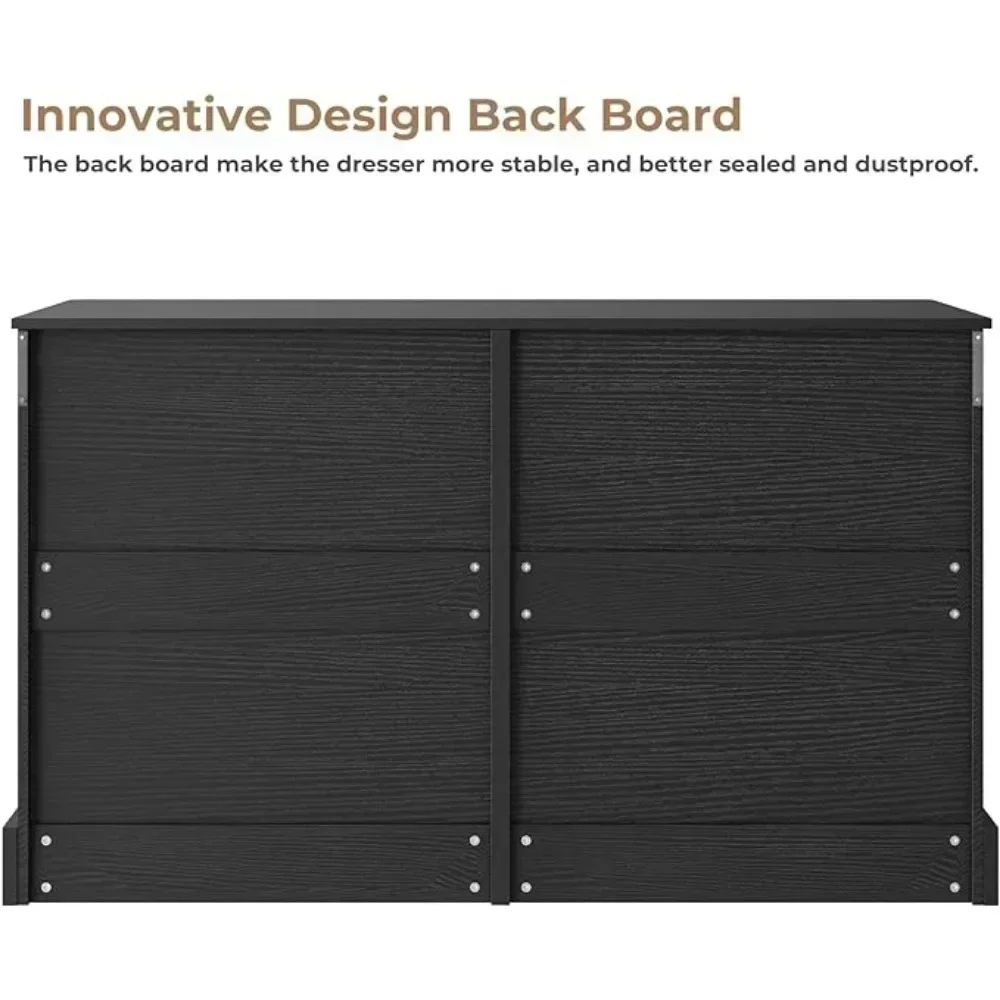 6 Drawer Dresser,Black Chest of Drawers,Storage Tower Clothes Organizer Closet,Double Dresser for Bedroom, Living Room, Entryway