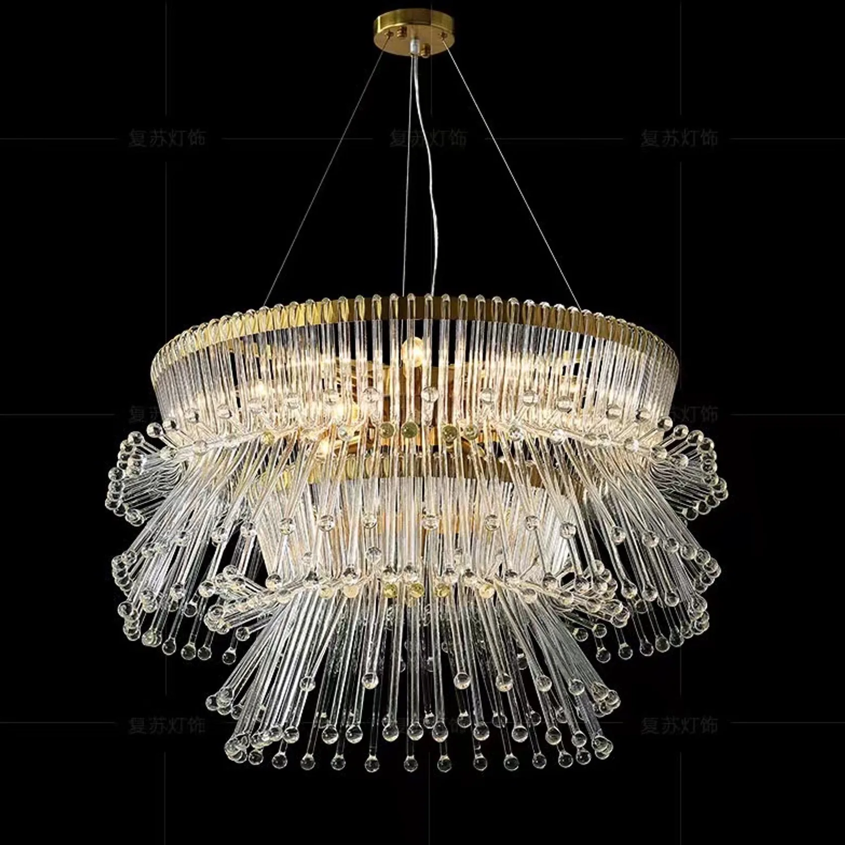 Modern Crystal Pendant Lamps American Luxury Chandelier Pendant Lights Fixture Hotel Home Villa Home Indoor Lighting Decoration