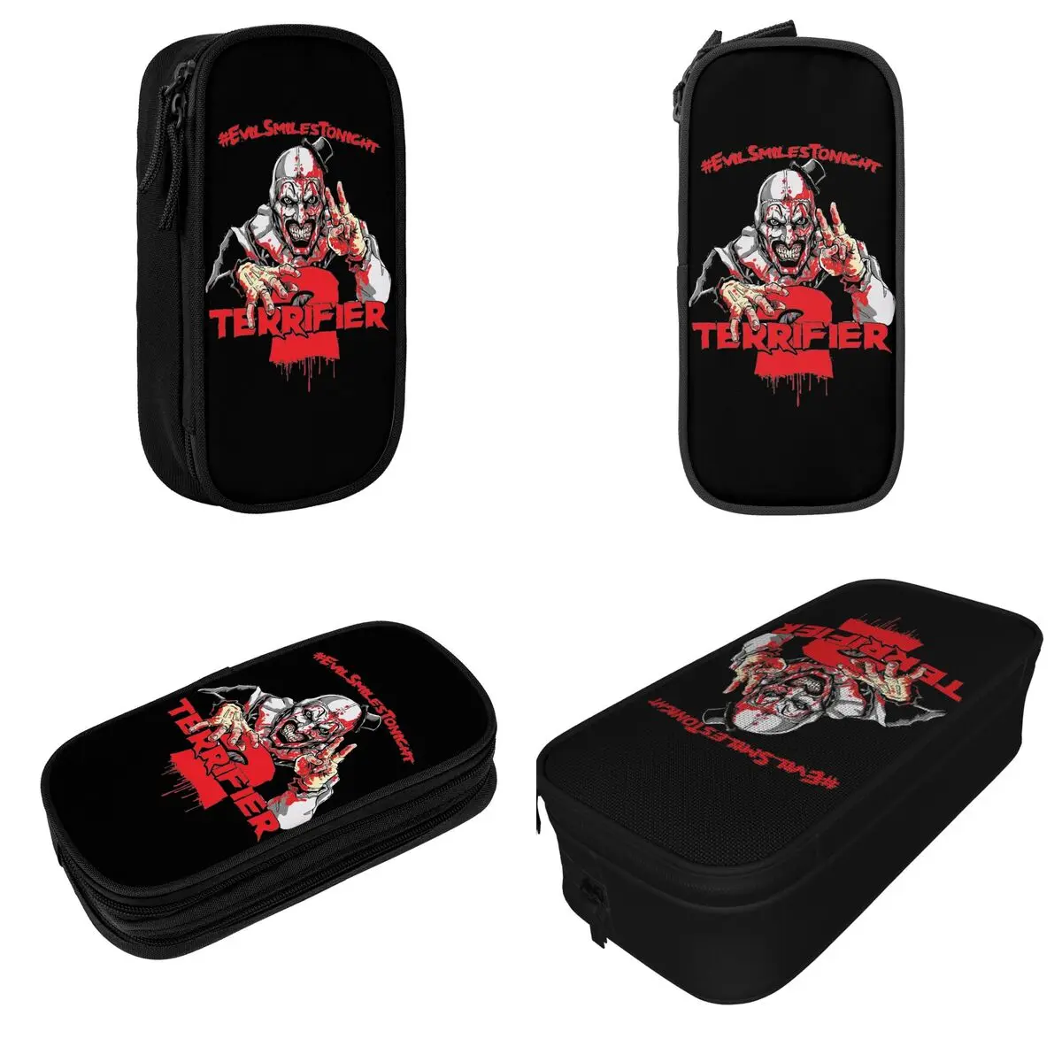 Terrifier The Clown Horror Movie Pencil Case Creative Pen Bag Student Large Storage Students School Zipper Pencil Pouch