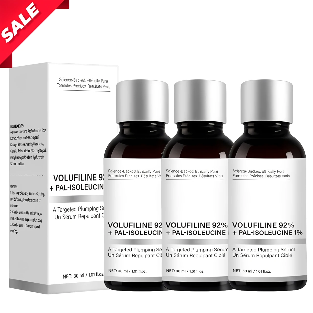 Sérum Facial Volufiline 92% com Pal Isoleucina 1% e Niacinamida: Essência Hidratante e Reparadora para Pele Seca, Calmante e Reabastecedora