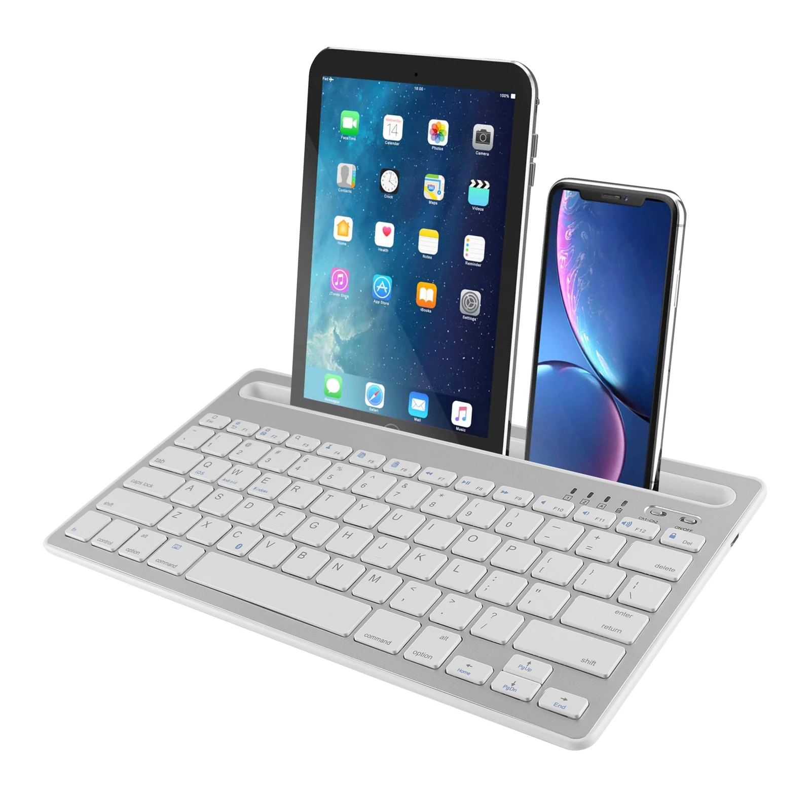 

Tablet Wireless Keyboard Bluetooth Keypad Rechargeable Keyboard with Holder Phone iPad Slim MuteKeyboard For IOS Android Windows