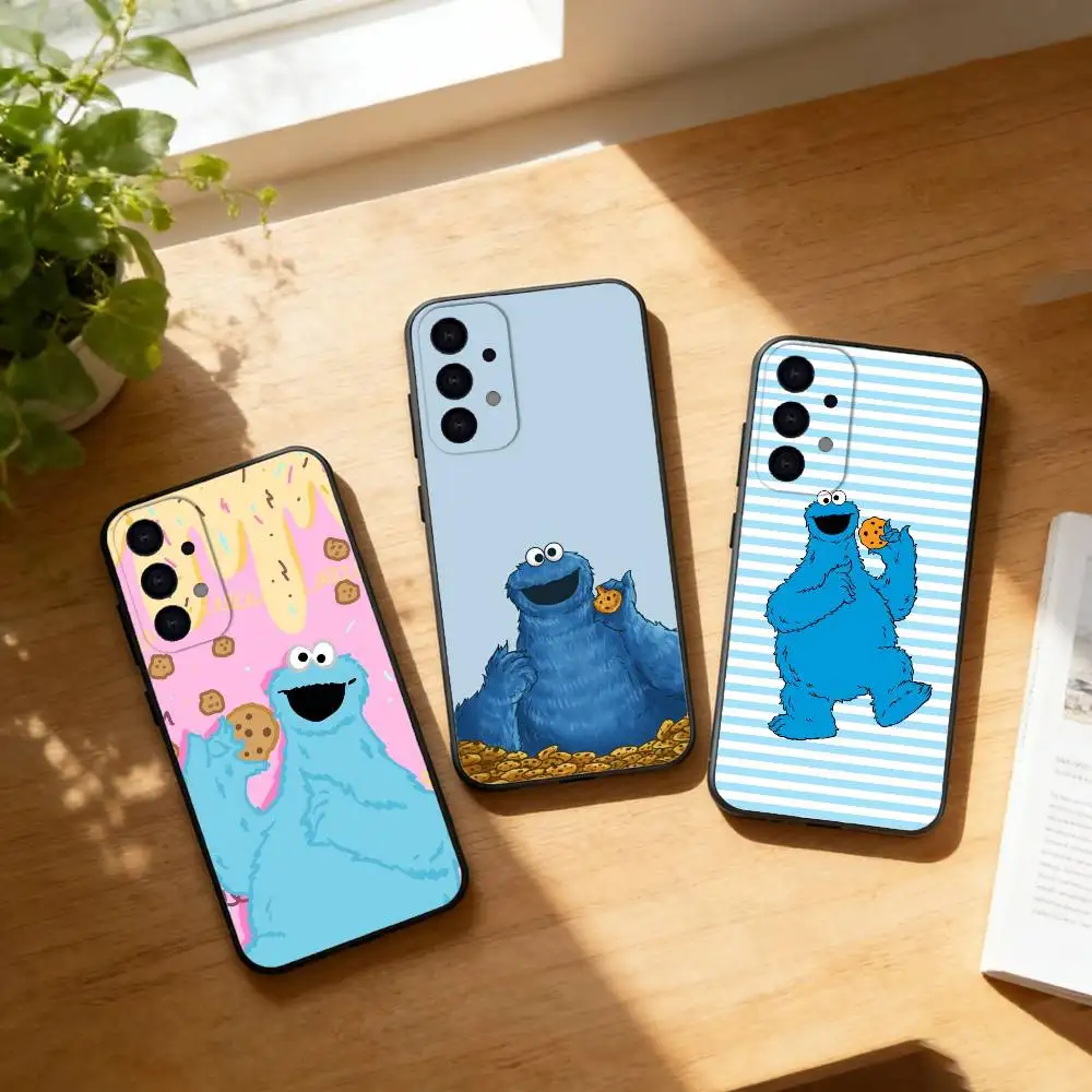 Забавный чехол C-Cookie-M-Monster-R для Samsung S25,24,21,22,23,30,Ultra,20,Plus,Fe,Lite,Note, мягкий черный чехол