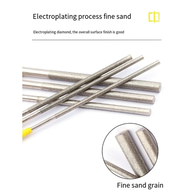 AA19 10Pcs Diamond Grinding Head 1/1.2/1.5/1.7/2.2/2.8/3.3/3.8/4.8/5.8Mm For Jade Stone/Wood/Porcelain/Metal Grinding And Filing