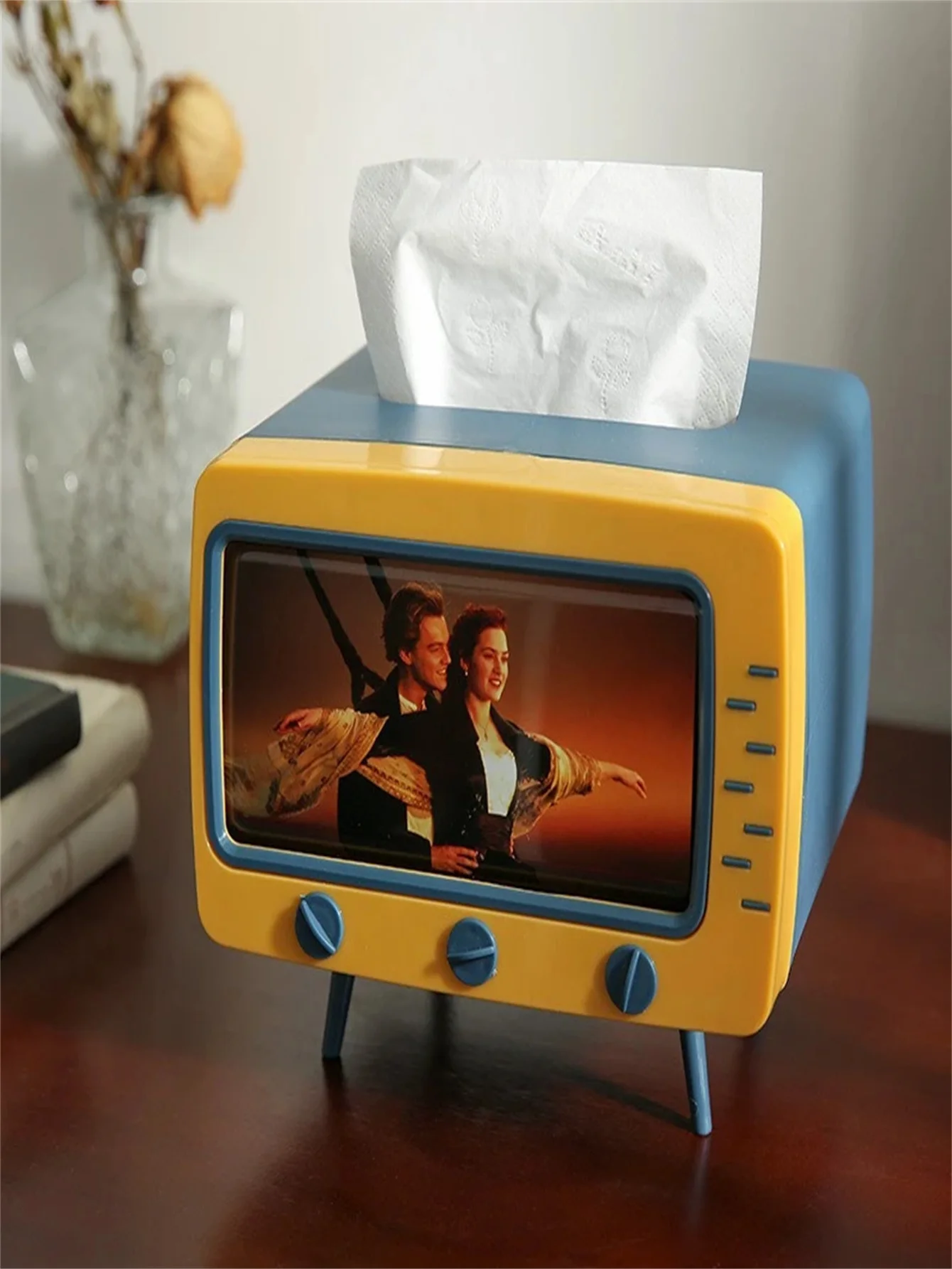 1 Creative Cartoon Tv Tissue Box Mobile Phone Holder - Father's Day Ideal Gift, Perfect Choice for Home Desk Decoration and Room Layout