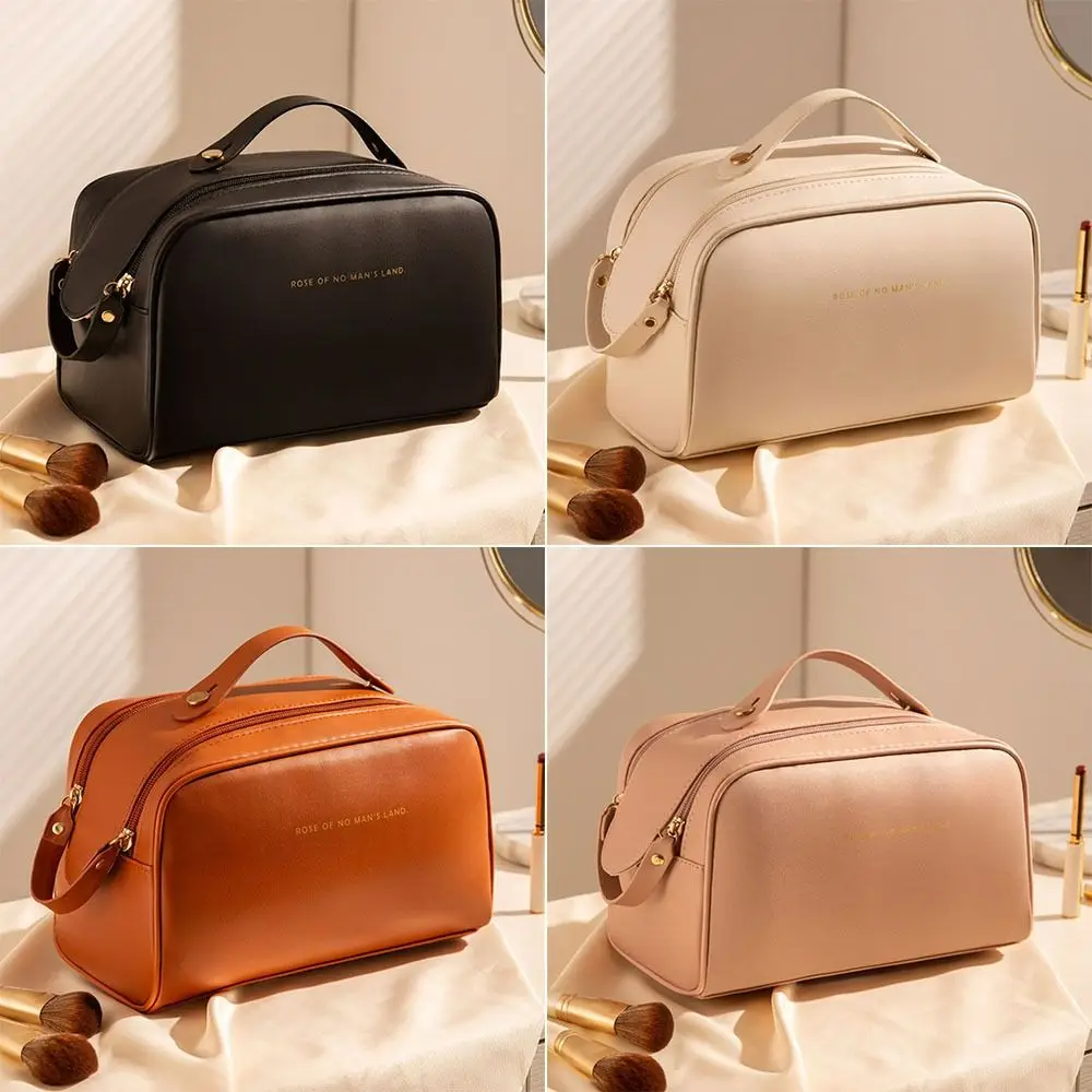 PU Leather Cosmetic Bag Large Capacity Makeup Bag Travel Organizer Toiletry Bag Storage Bag Waterproof Washbag