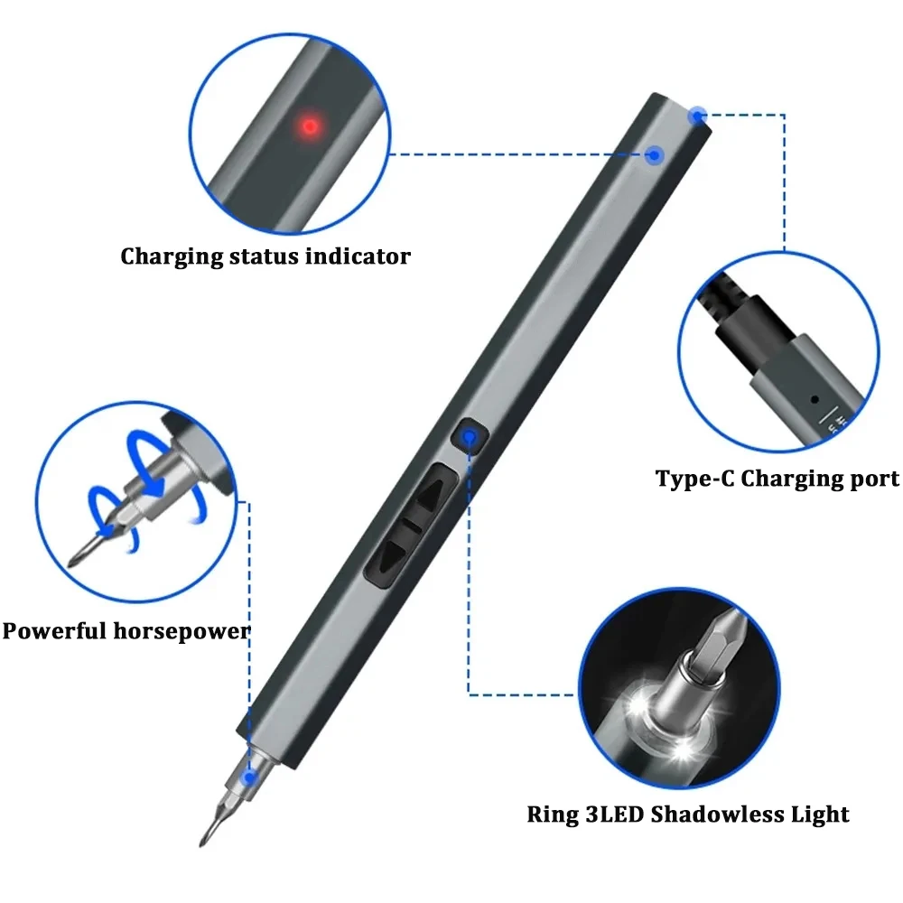 Elektrische Hoge Precisie Schroevendraaier Bits Kit Rechte Pole Oplaadbare Schroevendraaier voor Elektronica Digitaal Product Mobiele Telefoon