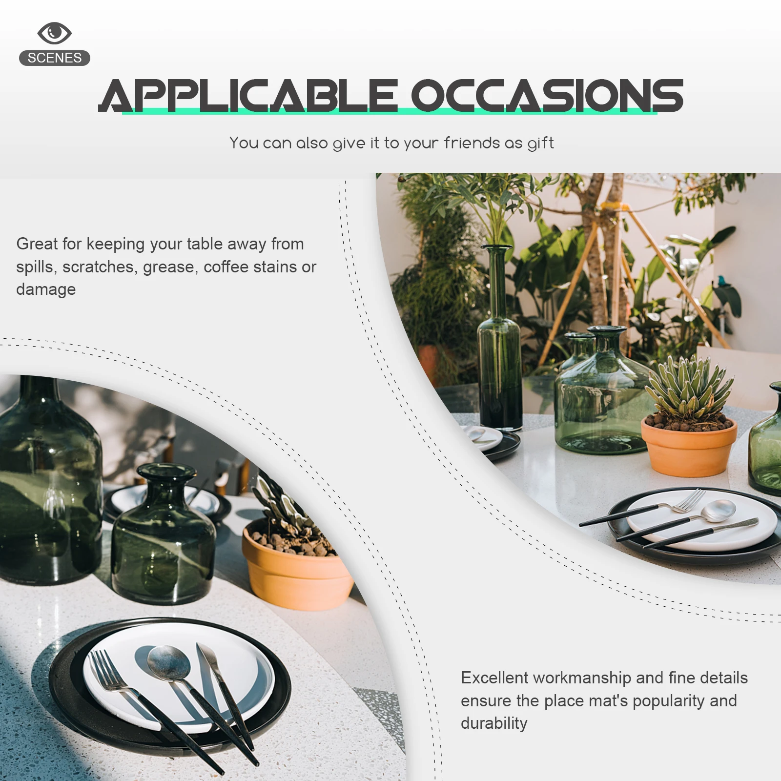 

6 Pcs Table Decor Place Mats Placemat Household Dining Accessories Kitchen Placemats for Polyester
