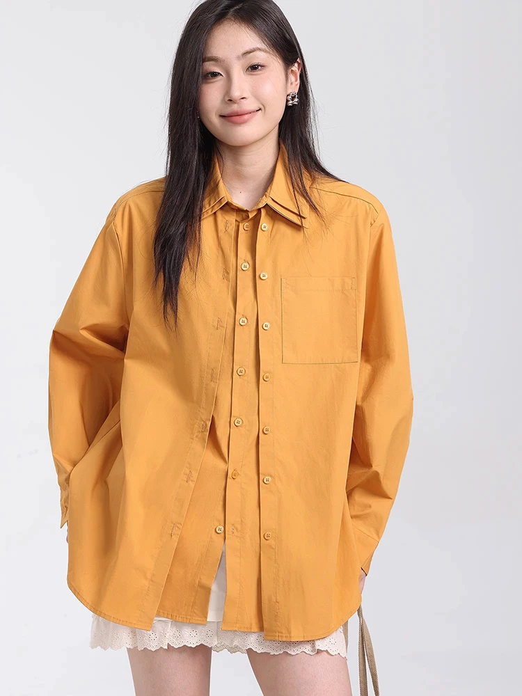 2024 New Casual Shirts Women Design Sense Niche Loose Shirt Autumn Elegant Long Sleeve Shirt Lapel Single Breasted Top