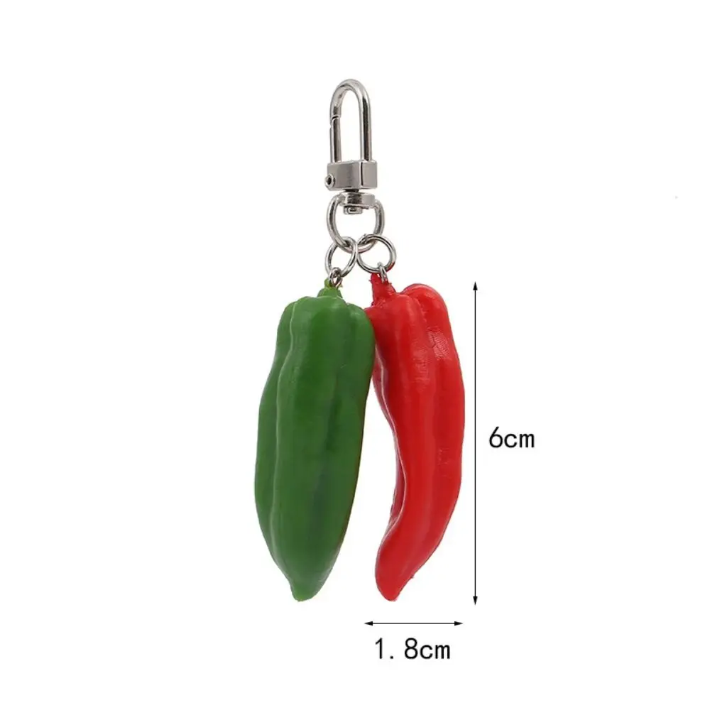 1PC Creative Chili Garlic Food Pendant Keychains Key Ring Women Men Red Color Simulation Vegetable Bag Jewelry Accessories