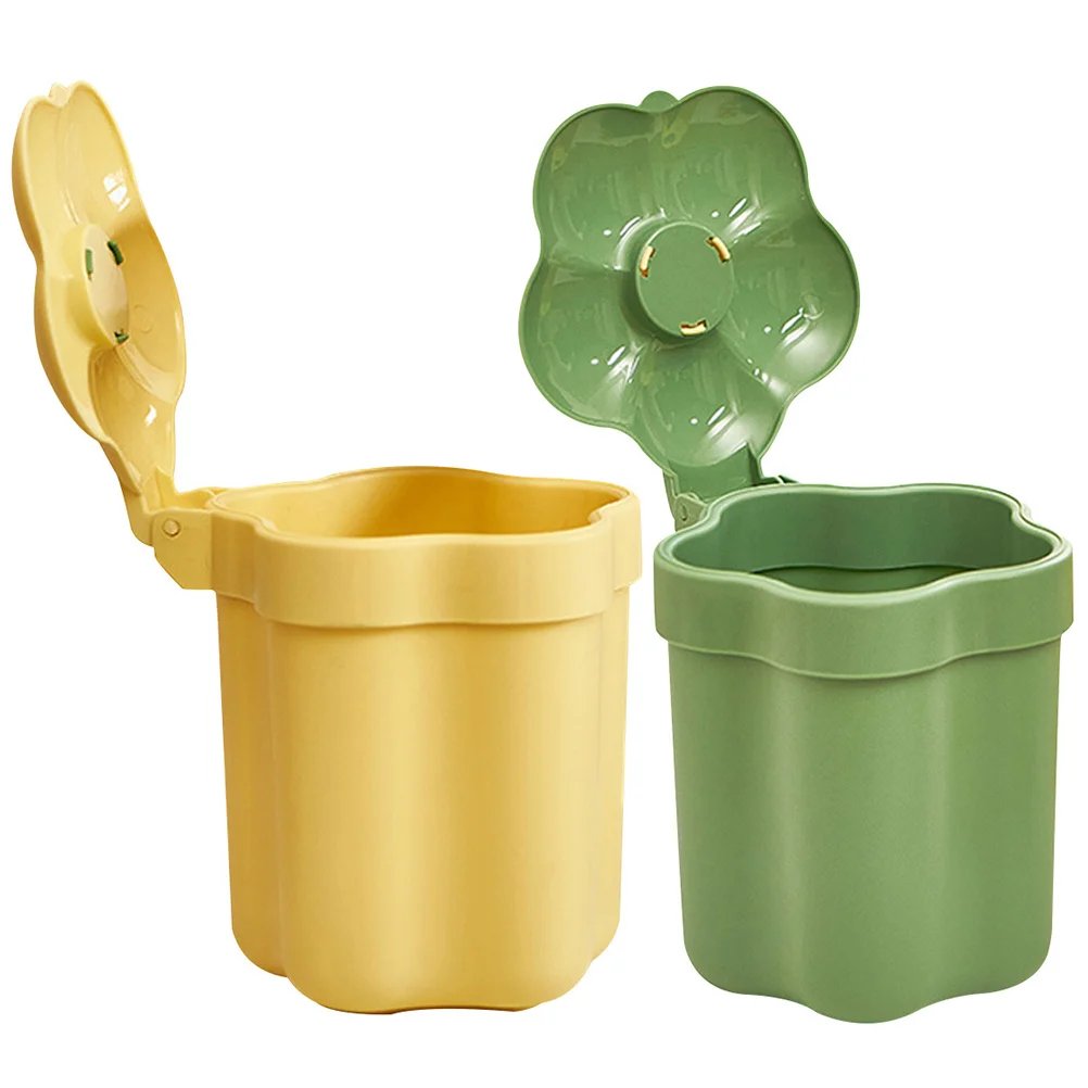 

2pcs Mini Desktop Trash Can Decorative Small Waste Container For Office Bedroom Home Table Dorm Room Household Use Compact