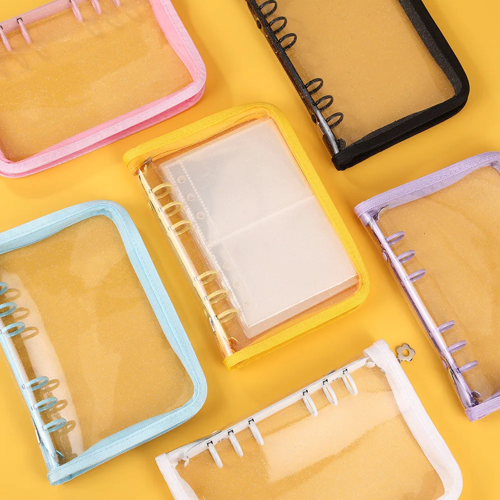 Блокнот-органайзер-А5-с-прозрачной-обложкой-папка-для-документов-А5-с-кольцевым-механизмом-папка-для-файлов-А5-папка-биндер-А5-в-стиле-макарон