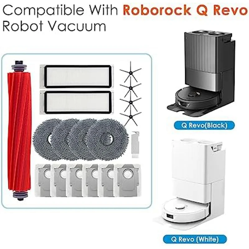 Mop Pads Main Side Brush Dust Bags Hepa Filter Replacement Vacuum Accessories Set For Roborock Q Revo Robot Vacuum