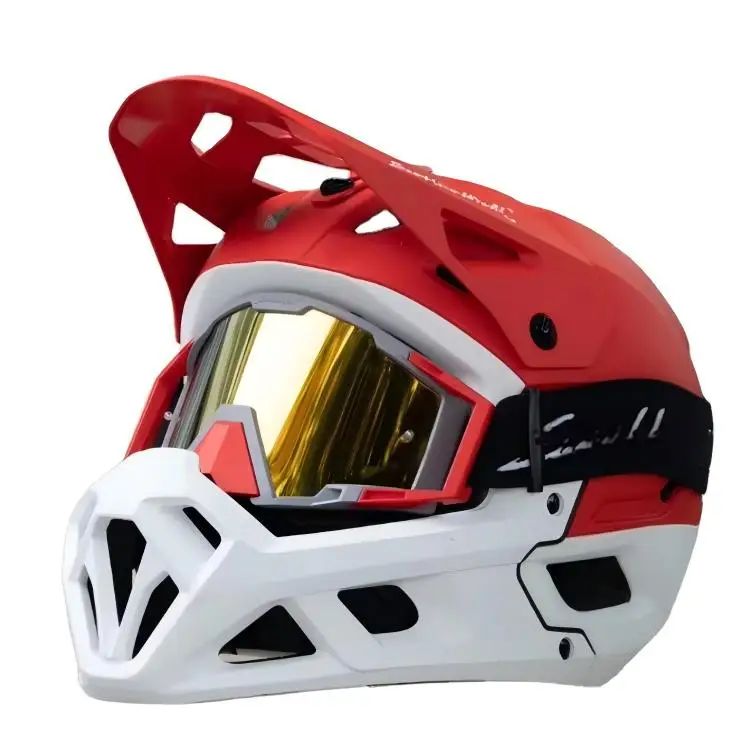 Mountain Bike Helmet for Men Women Downhill/Off-road Use One-Piece Full Helmet Goggles ABS/PC Shell Foam