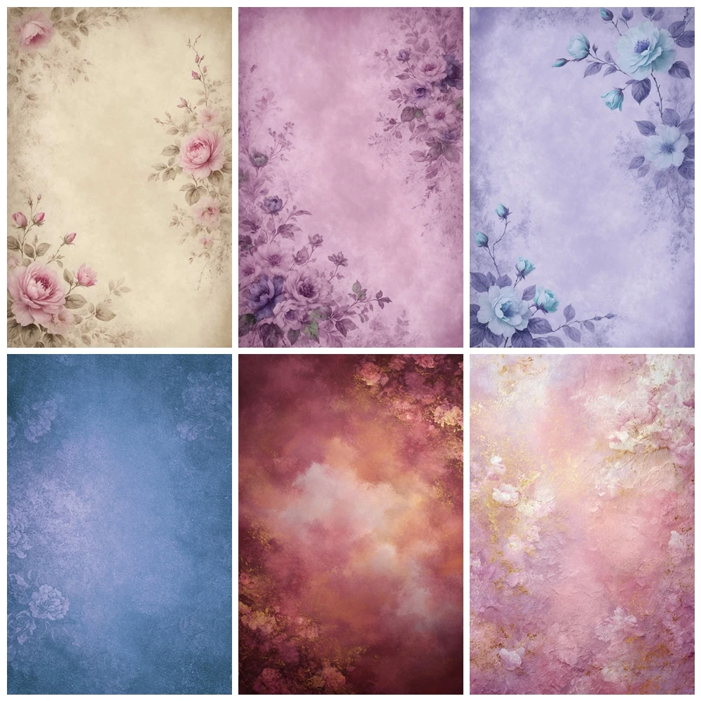 

MOON.QG Floral Retro Backgrounds For Photographs Pink Blossoms Textured Floral Backdrop Decor Photo Studio Accessories Poster