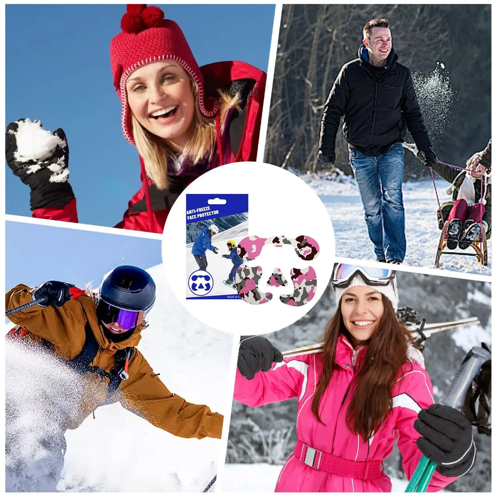 Ski Face Cover Breathable Antifreeze Protector Cold Weather Sun Shield Face Sticker For Winter Ice Fishing Climbing Backpacking