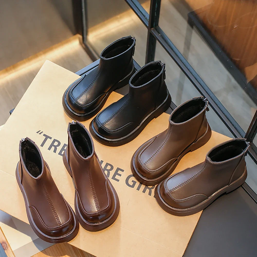 

Children Autumn Winter Casual Boots Girls Fashion Elegant Lady Booties Girl Warm Boots PU Leather Waterproof Children Snow Boots