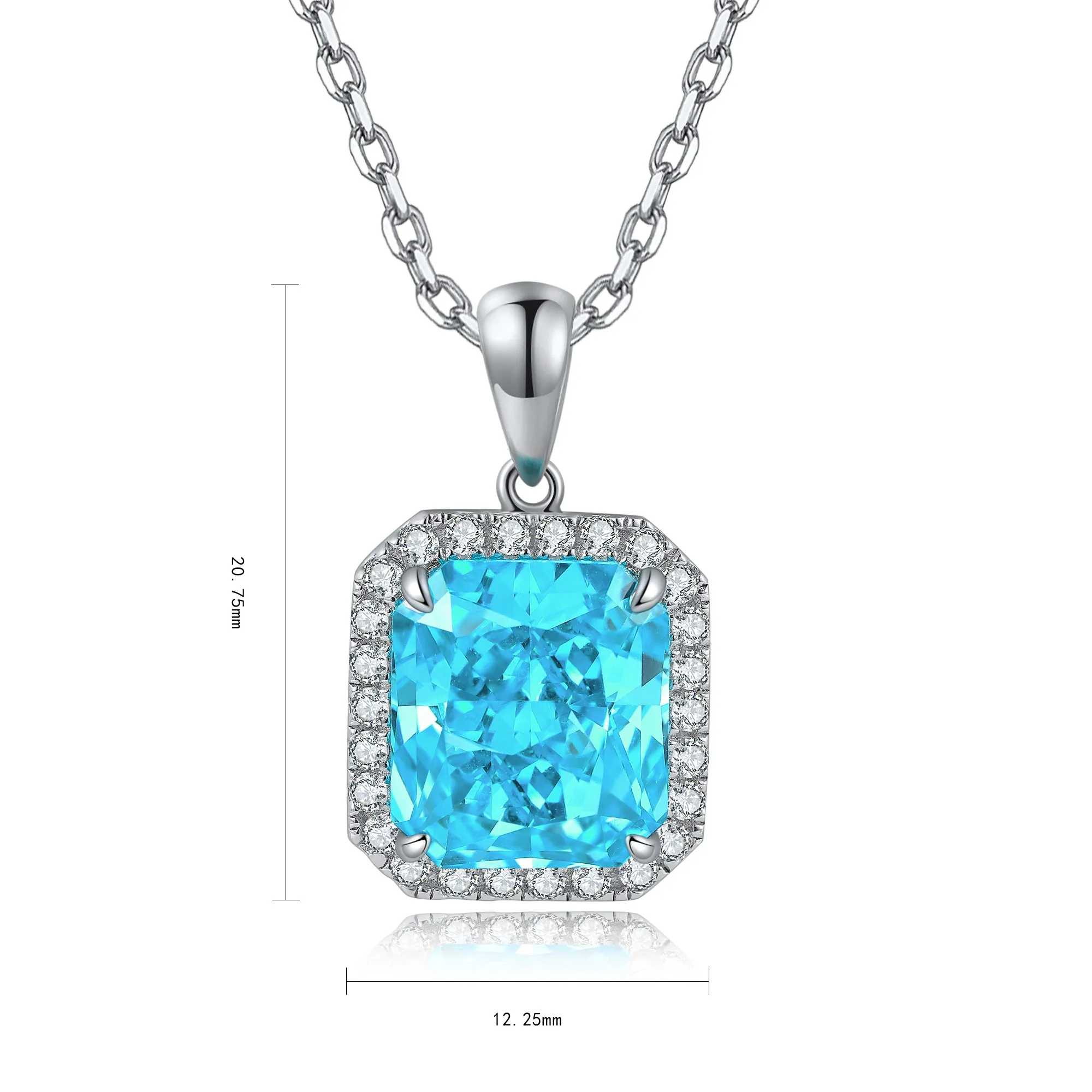 Luster Hot Selling  S925 Sterling Silver Cultured Paraiba Tourmaline Necklace  Sparkling Ocean Blue Gemstone Elegant Jewelry