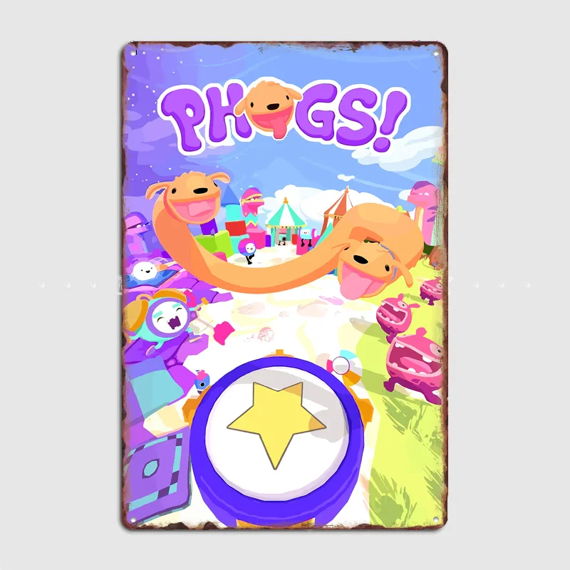 Phogs! Video Game Cover Art Poster Metal Sign Bedroom Indoor Outdoor Home Decor Bar Custom Posters Wall Room Decorations