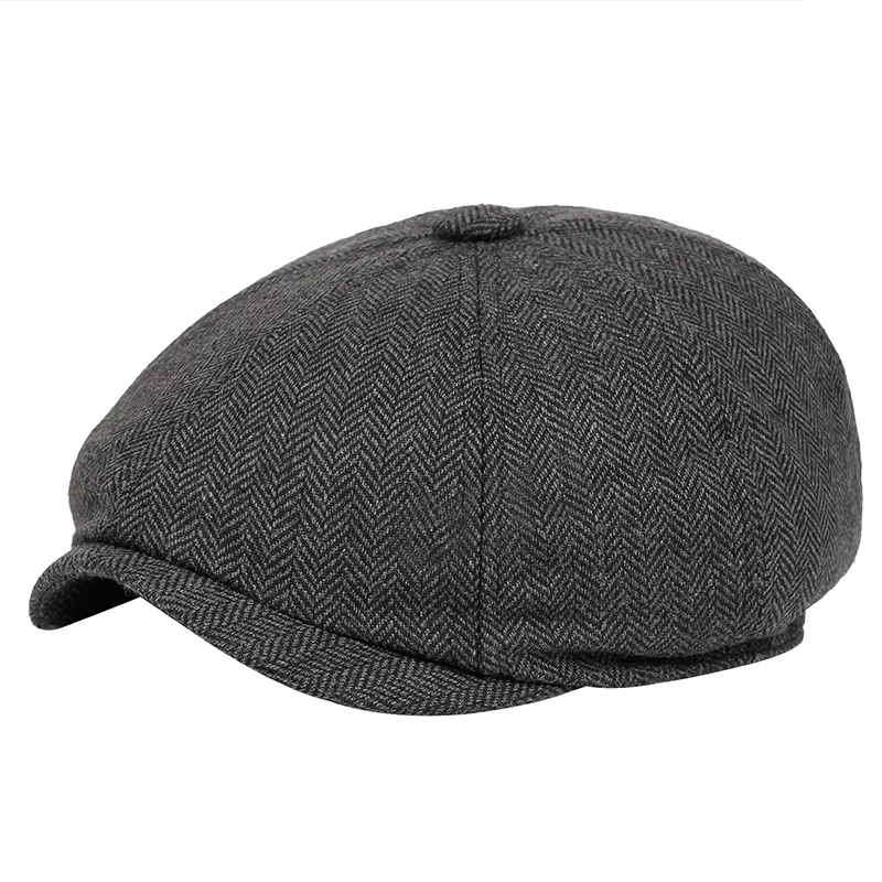 Retro Newsboy Caps für Herren, achteckige Hüte, britische Malerhüte, Herbst-Winter-Baskenmützen, Fischgrätmuster-Flatcaps, Hip-Hop-Baskenmützen, Gorras – Detail 5