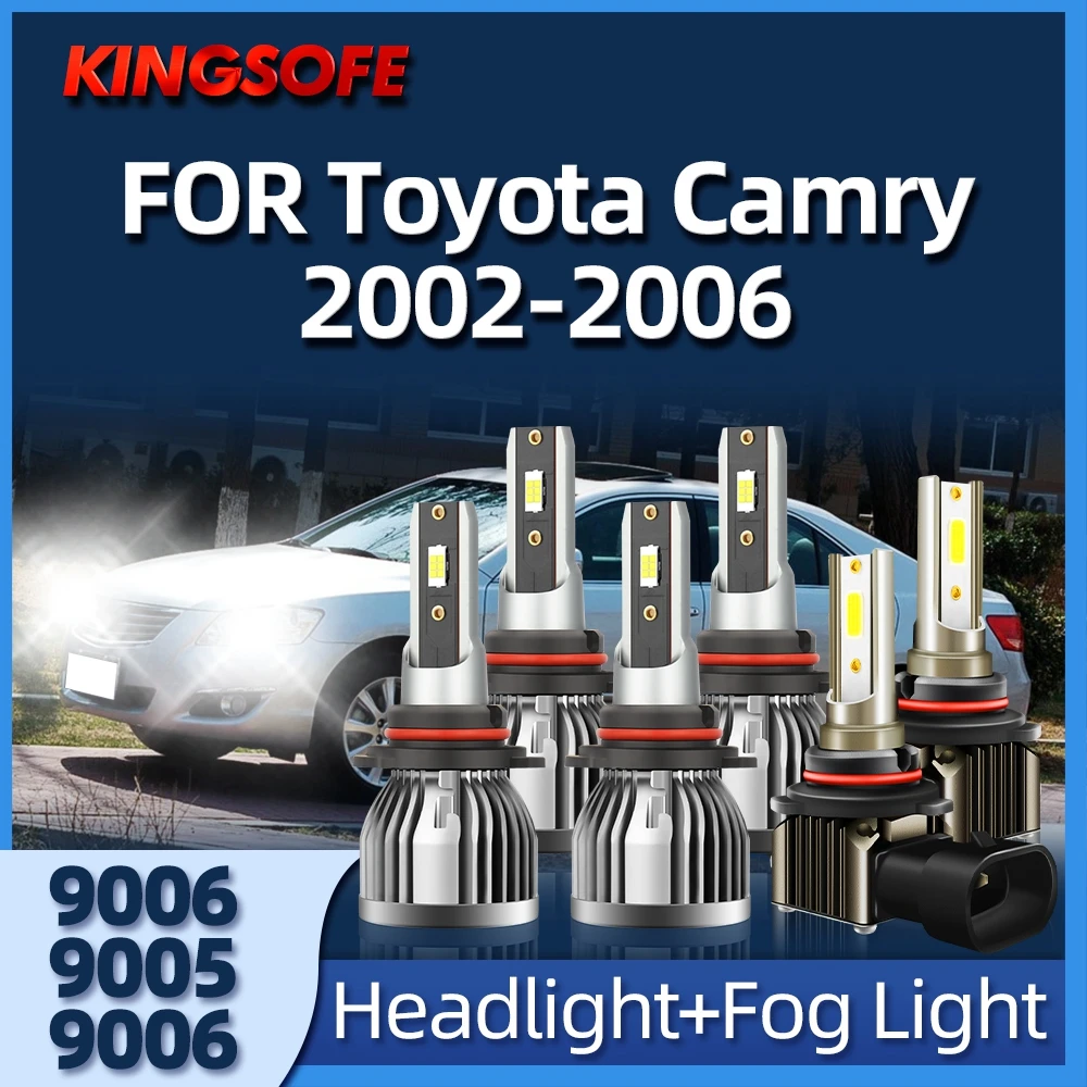 KINGSOFFE-Ampoule LED pour Toyota Camry, Lumière de Sauna, Antibrouillard de Voiture, Super Lumineux, 9005 K, 9006 K, 6000K, 2002 K, 2003, 2004, 2005, 2006, 2 Pcs, 6Pcs