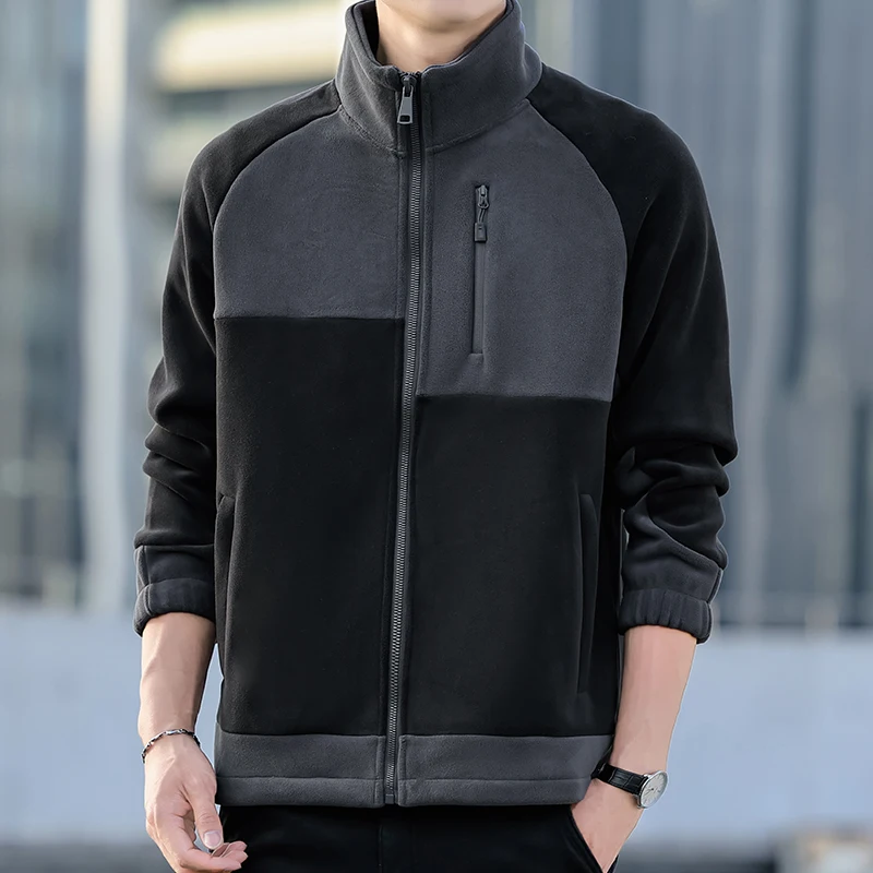 

Winter New Trend Men's Fleece Thickened Warm Jackets Zipper Stand Up Collar Jacket Men Versatile for Daily Outdoor Leisure