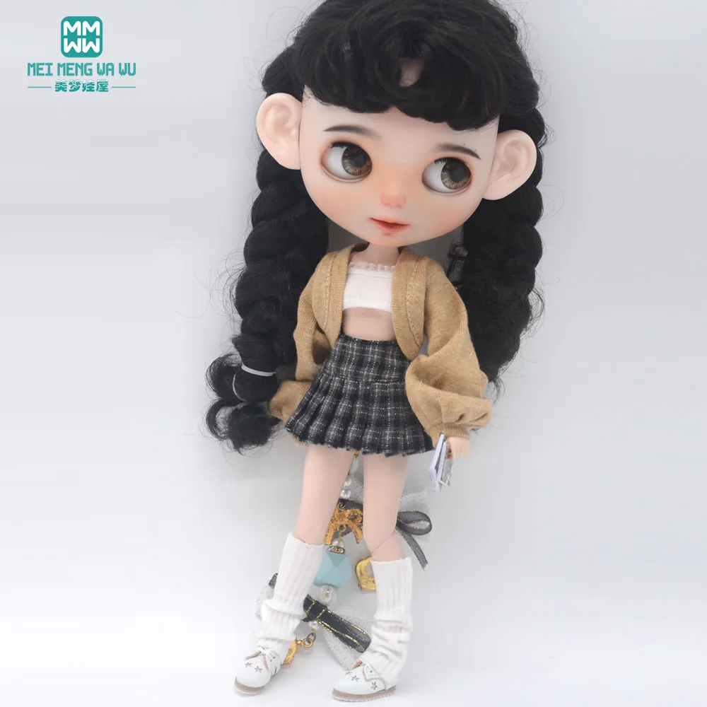 Fashion New Puff Sleeve Knit Jacket Set for Blyth Doll Azone OB23 OB24 Doll Accessories