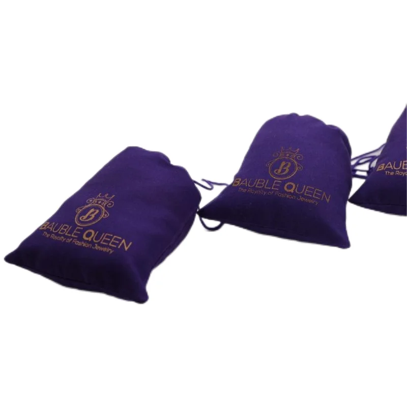 Eco-Friendly Cotton Jewelry Gift Pouch 7x9cm Small Drawstring Ring Earring Bag for Jewelry Storage