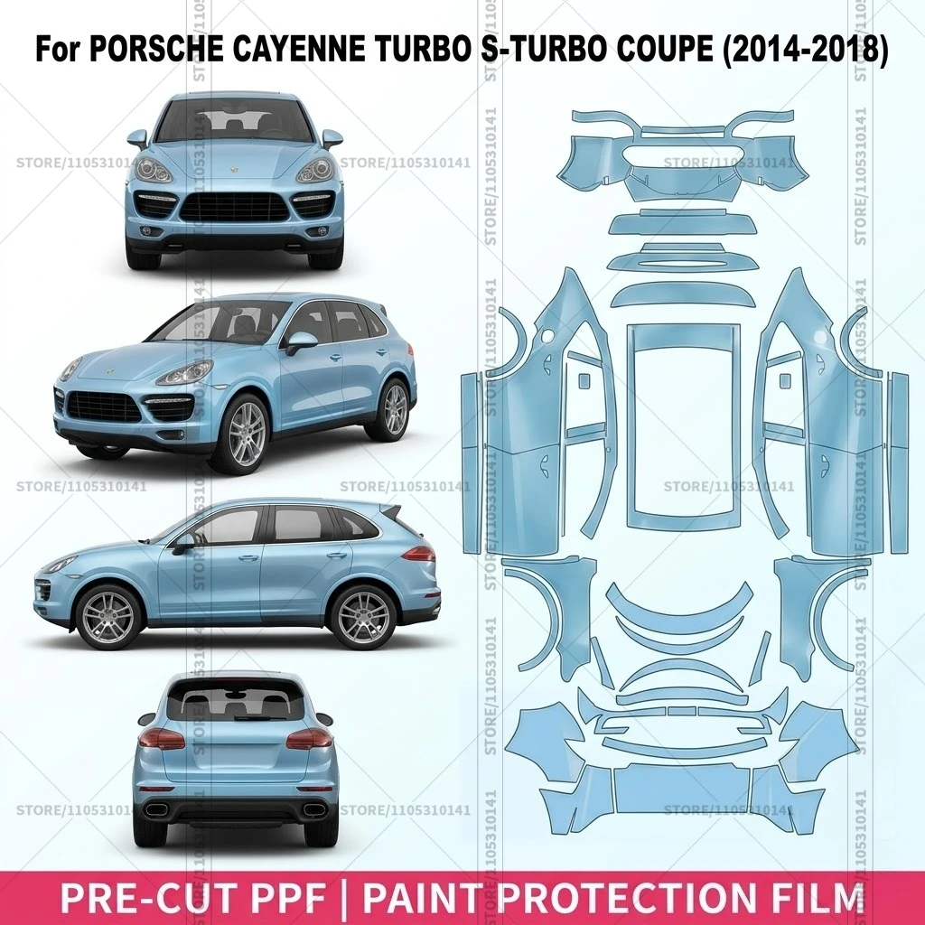 

Pre-Cut Paint Protection Film PPF Transparent Car Film Front Bumper Clear Bra for Porsche Cayenne Turbo S-Turbo Coupe 2014-2018