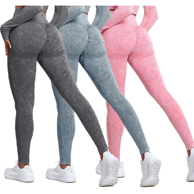 

Seamless Wash Women Leggings High Waist Butt Lifting Workout Tights Elastic Slim Ruched Fitness Pants Outdoor Athletic Leggings