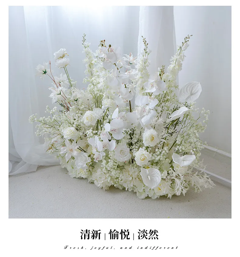 Weiße Serie Künstlicher Hochzeitsbogen Blumen-Set Rosen-Blumenarrangement für Foto-Hintergrund Zeremonie Party Bühnen-Dekoration – Detail 1
