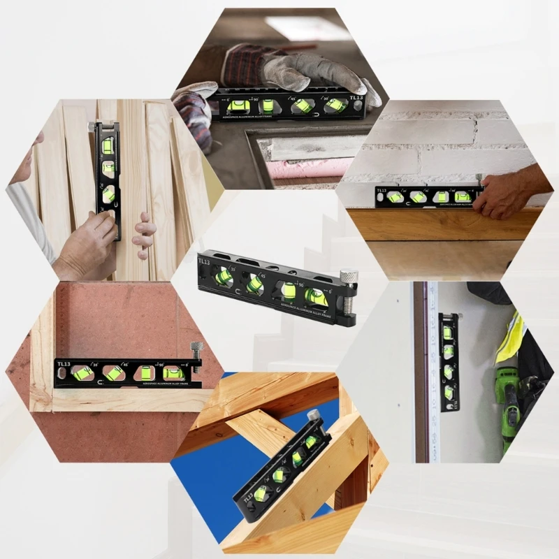 Righello livello Inclinometro Angolo pendenza Test Righello Strumento misura per lavorazione del legno