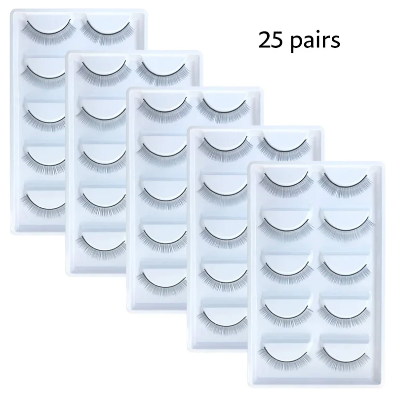 Selbstklebende Übungswimpern mit dünnem Band, 8mm, 25 Paar, für Wimpernverlängerungs-Training, Wimpernverlängerungs-Übungsstreifen