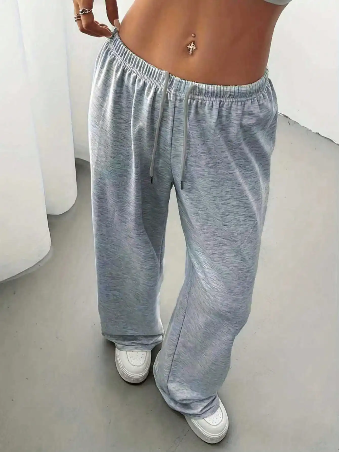 2026 Damen Casual Ganzjahres-Laufhose - Bequeme, lockere, einfarbige Hose mit Kordelzug und elastischem Bund, weites Bein – Detail 6