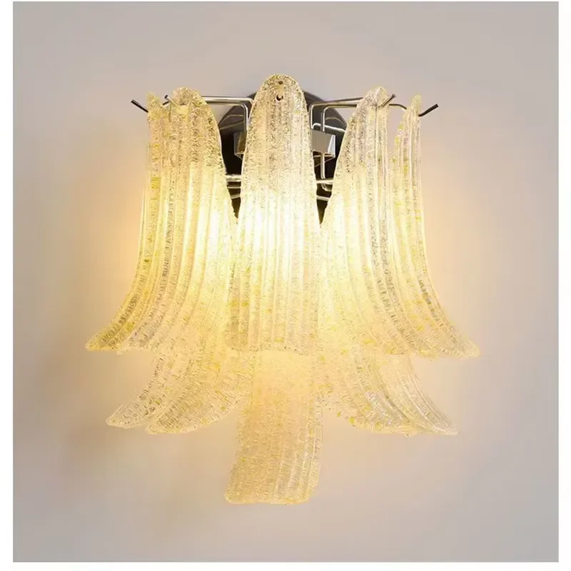 French Style Bubble Glass Wall Lamp Artistic Groove Design Modern Sconce for Bedroom Living Room Villa Hotel Corridor Elegant